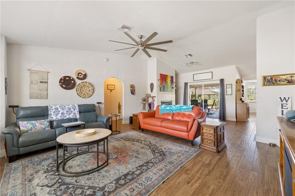 Living Room with vaulted ceilings