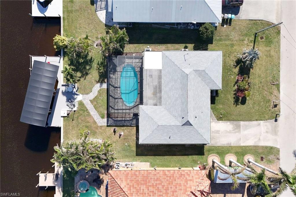 Aerial view of a pool