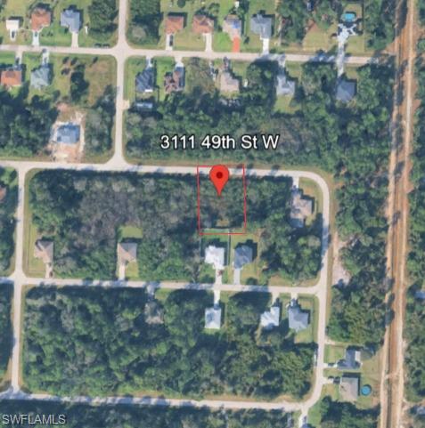 Aerial view of property's location with property boundaries highlighted