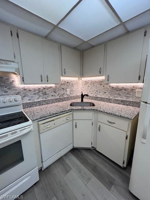 Granite counters with under mount lighting.