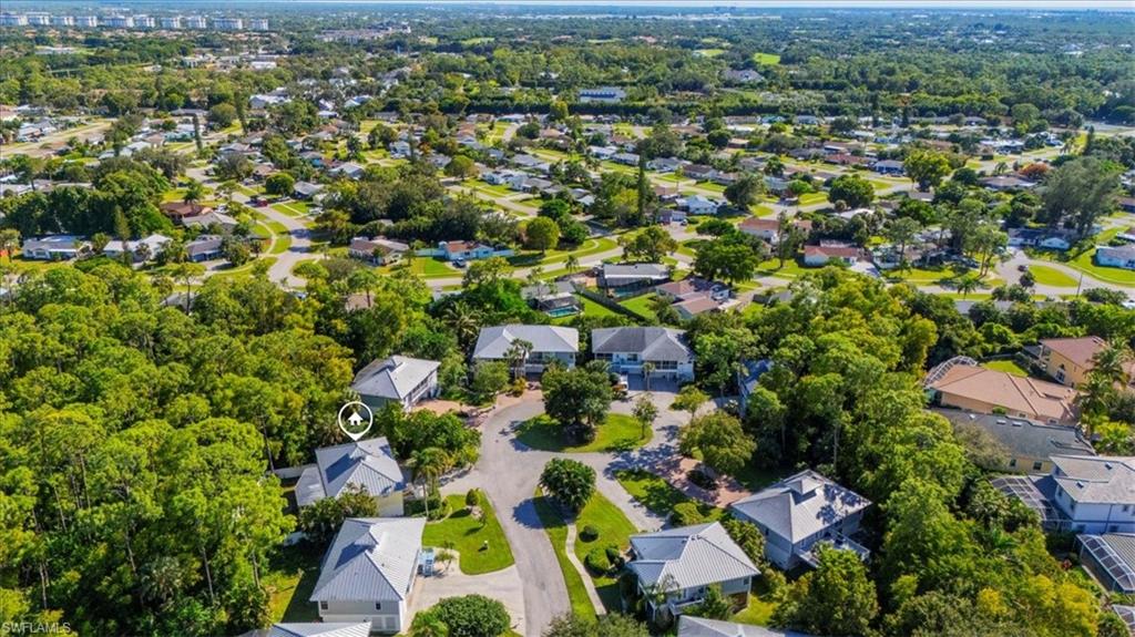 Aerial perspective of suburban area