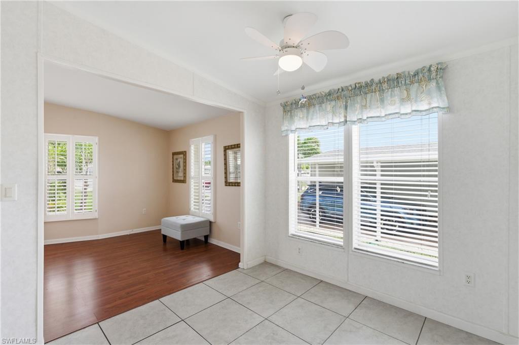 Breakfast nook and living room.