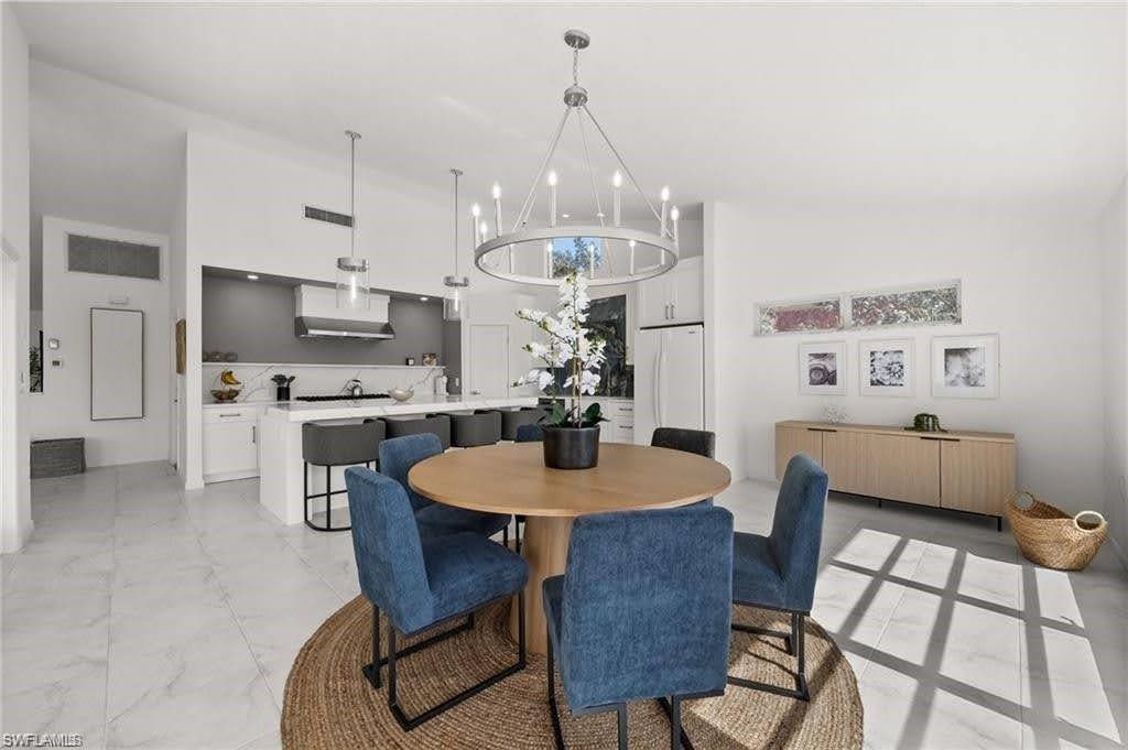 Open-concept kitchen and dining area