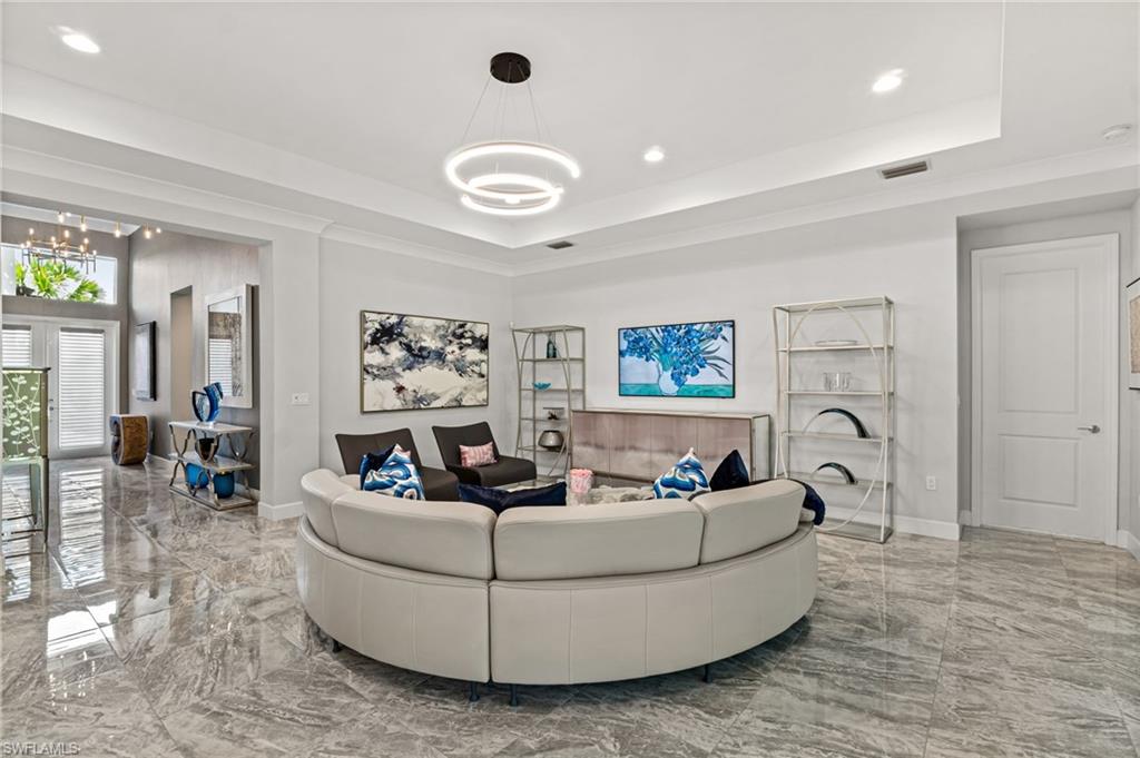 Polished porcelain flooring throughout the home.