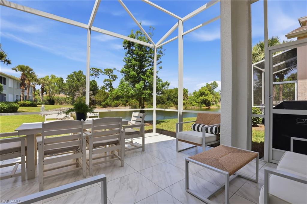 Extended lanai overlooking pond.