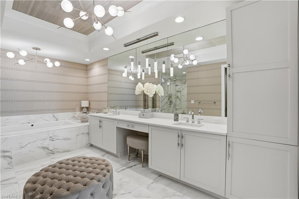 Dual sinks, walk-in shower and a large soaking tub!