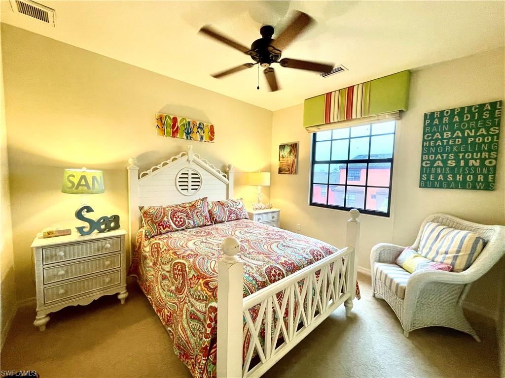 Guest bedroom with quad pool view