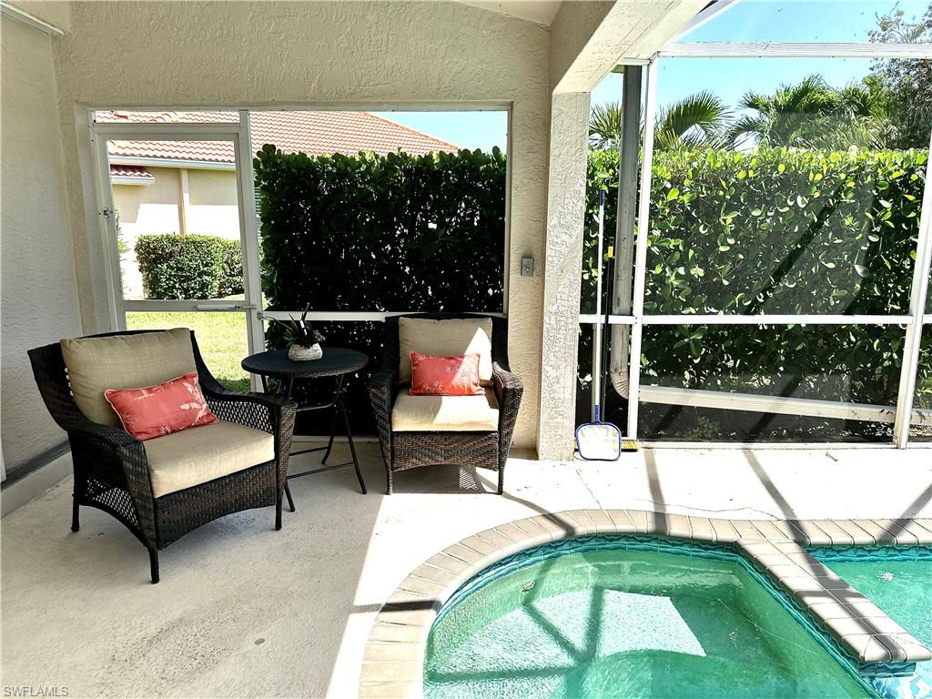 There is a shaded sitting area just outside the main bedroom sliding doors.