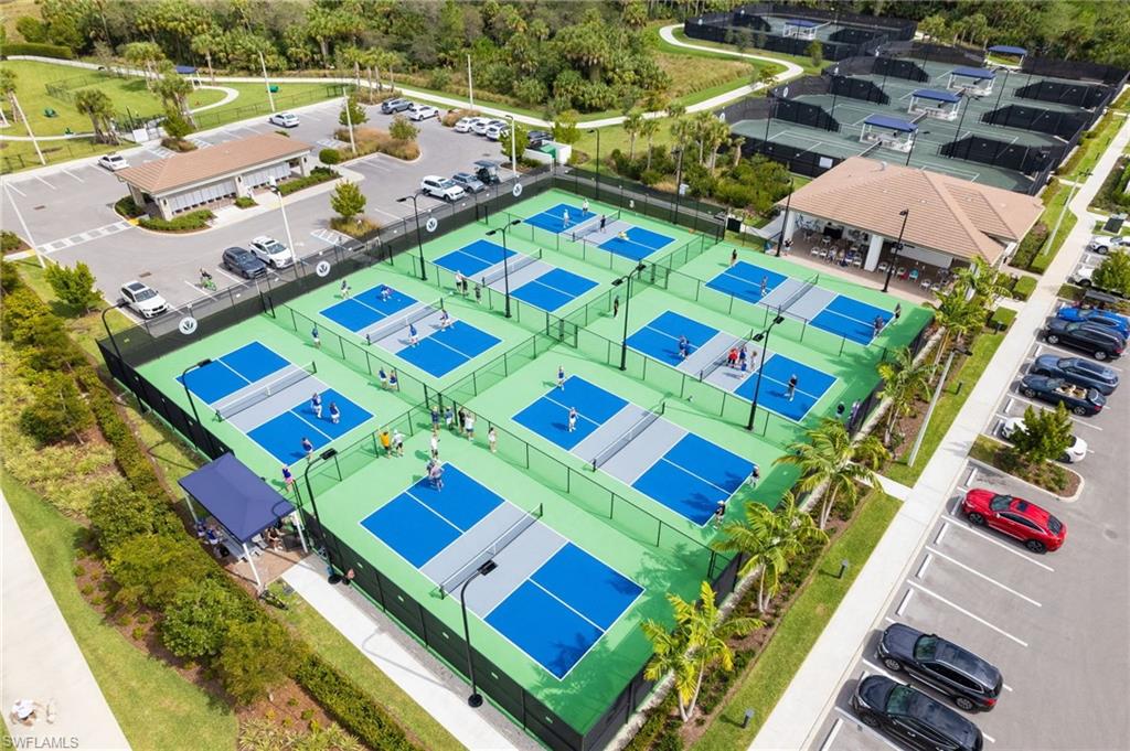 Multiple outdoor pickleball courts