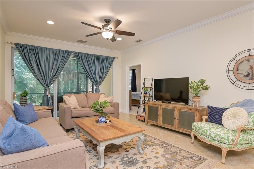 Great room television and patio view