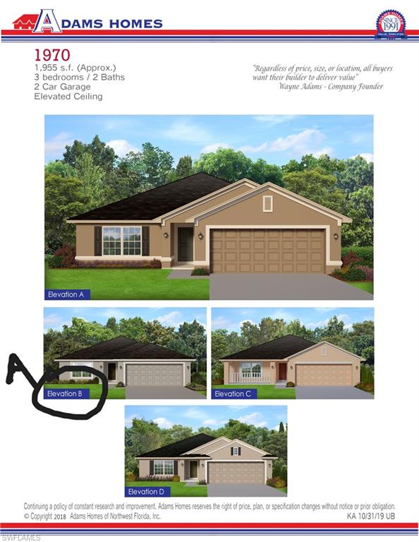 Property Specification Sheet. Presenting various exterior options for the property