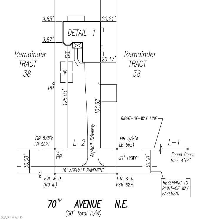 Survey Plat. Illustrating access to rear yard approximately 20' per survey.