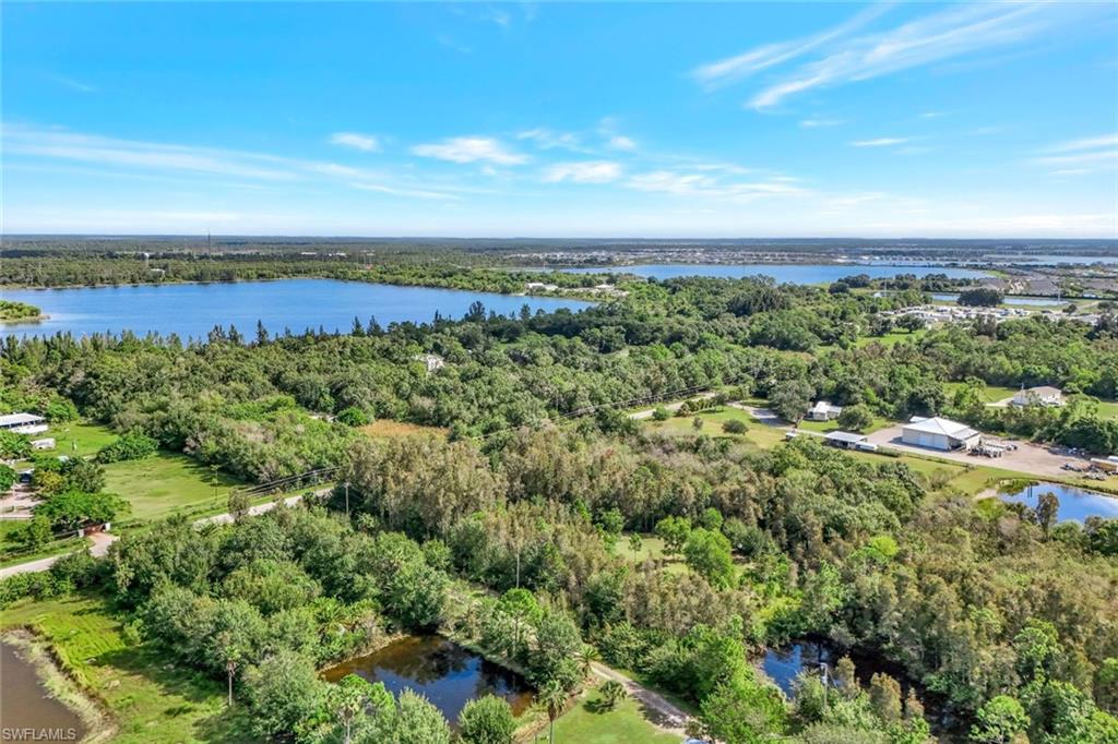 Bird's eye view of a nearby body of water