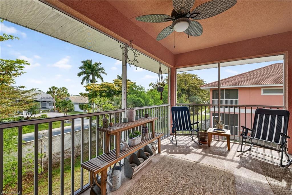 Screened balcony with concrete flooring