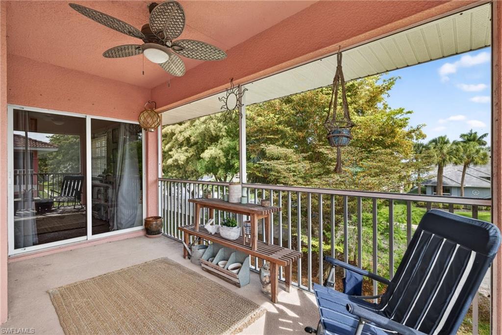 Screened balcony with concrete flooring