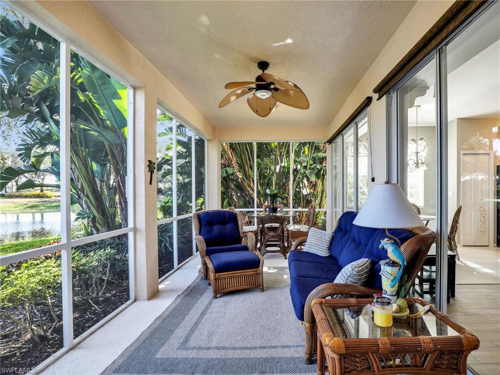 Screened-In Lanai with Lake View & Ceiling Fan