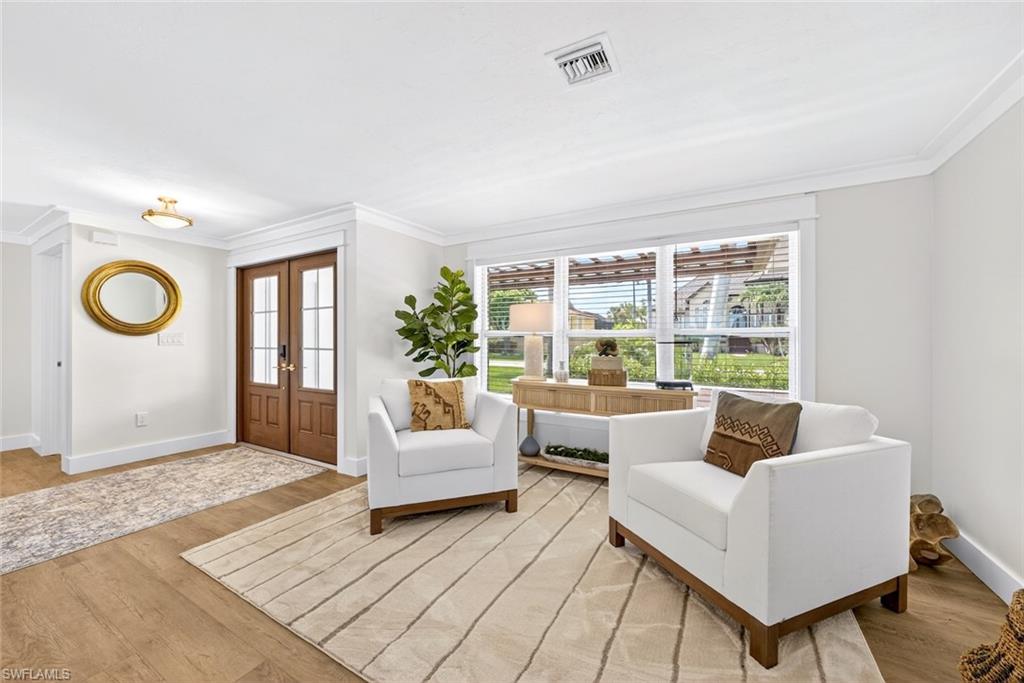 Wood-finish flooring throughout