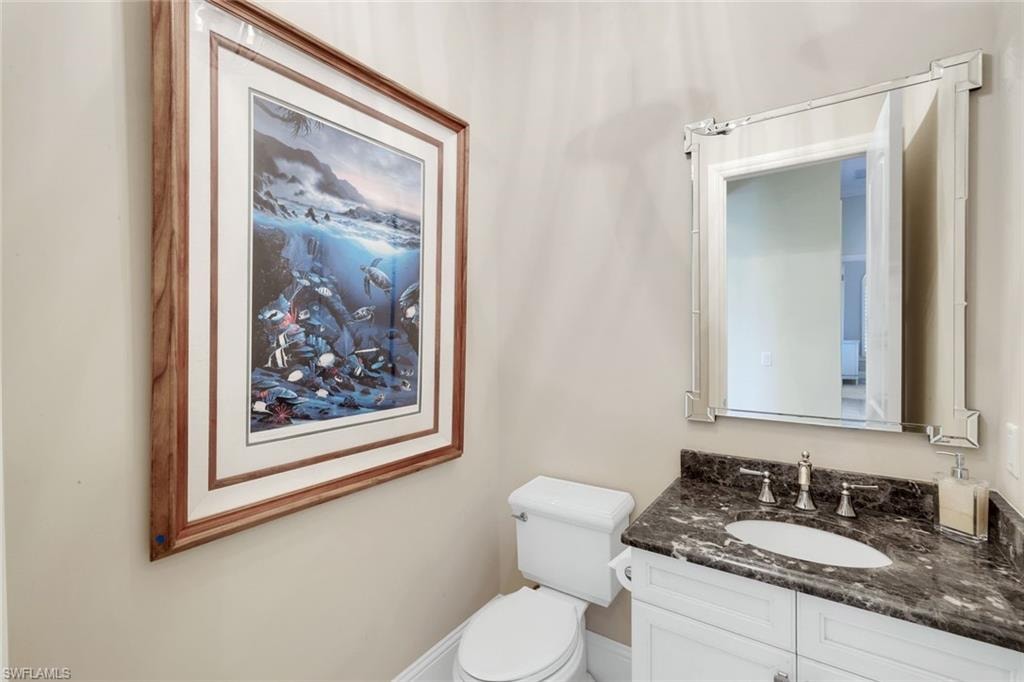 Powder Room Bathroom with vanity and toilet