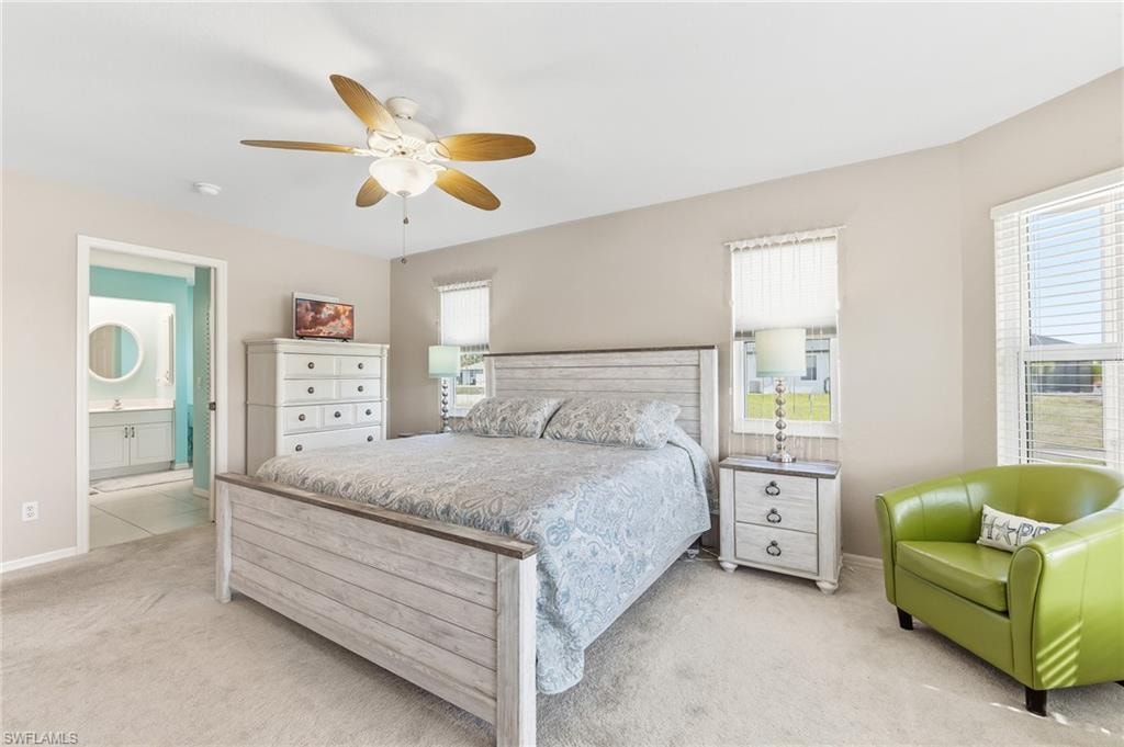 New Bedroom Set.  Carpet, ceiling fan/light.