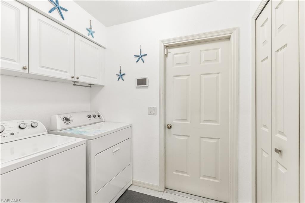 Indoor Laundry Room with cabinets.  Large pantry on other side of appliances.