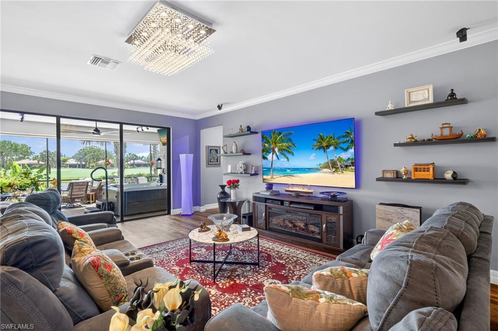 Bright Open Living Rm Crystal Chandelier
