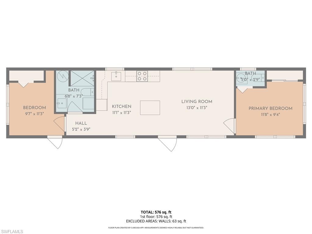 View of home floor plan with interior dimensions