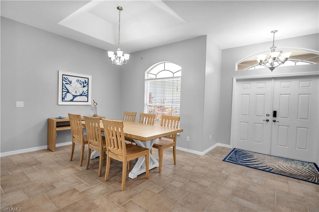 front entrance open to dining room & living room