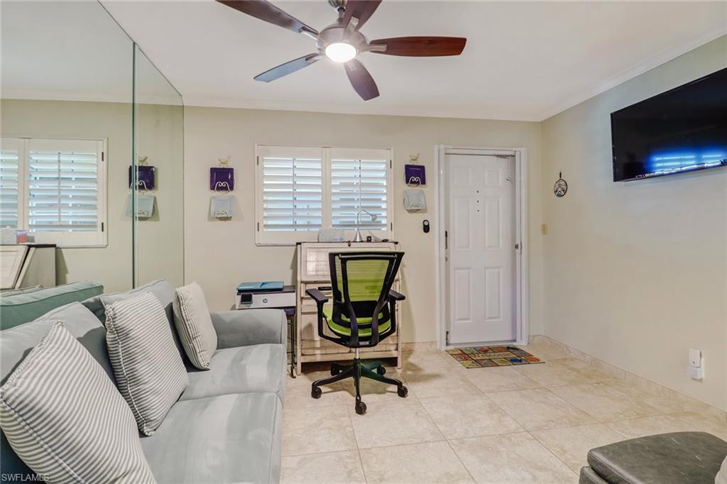 FRONT ROOM ENTRY DESK, TV, SOFABED