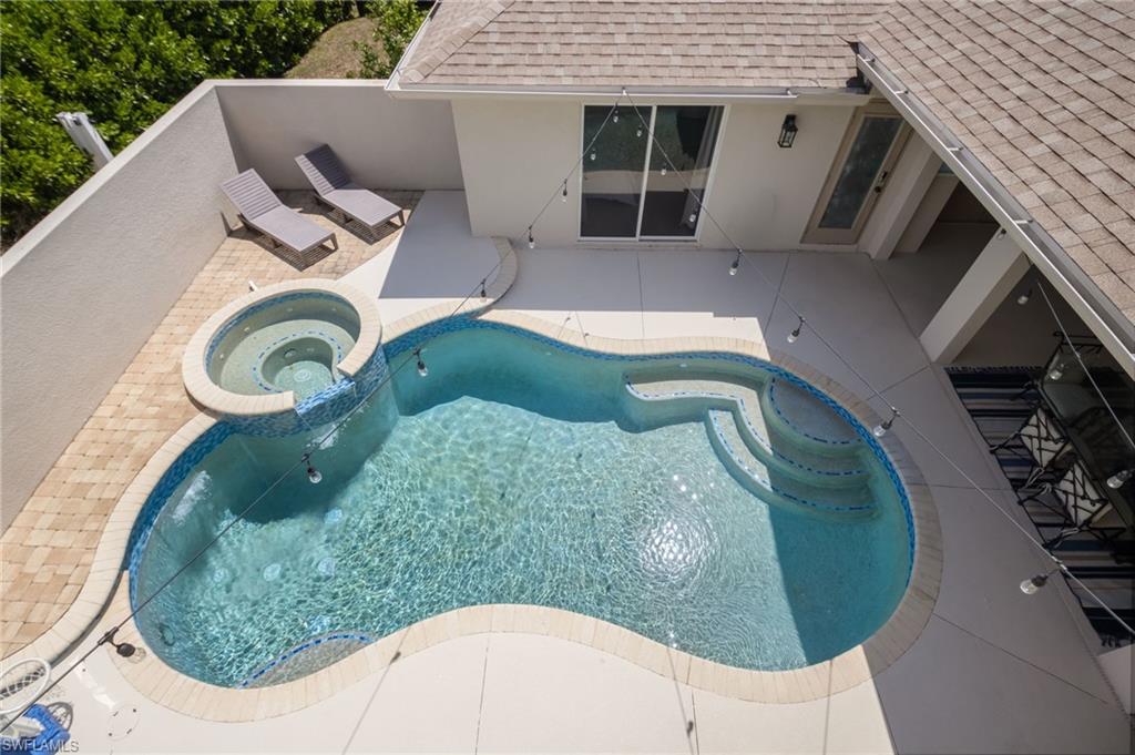 View of the courtyard pool area from the balcony.
