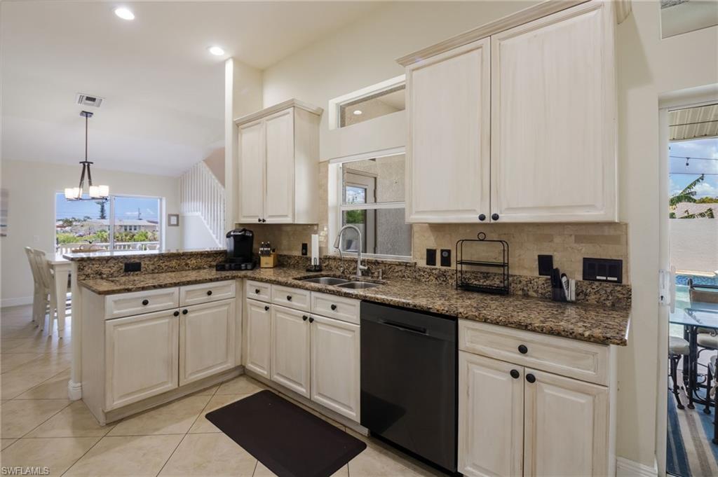 Serving counter faces dining area perfect for appetizers or buffet area.