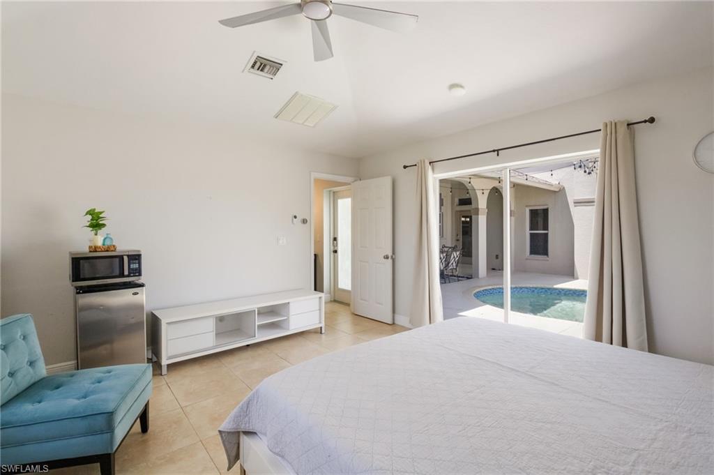 View of the courtyard pool from the mother in law suite/flex room.