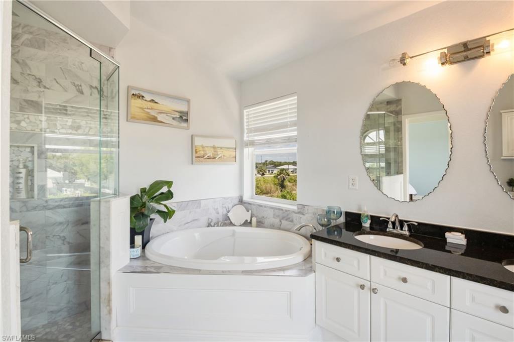 Following a day soaking in the Florida sun, you can take a shower or soak in the bathtub.