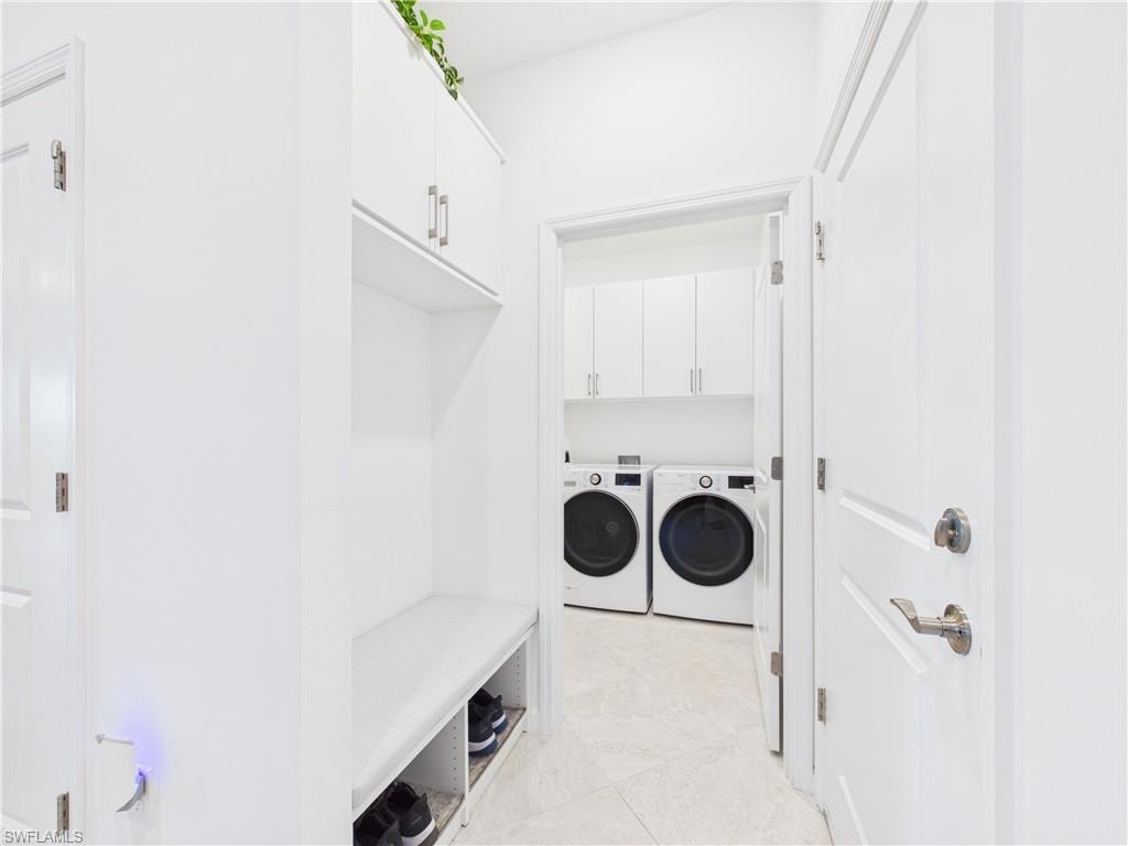 Laundry with Built in Bench and Storage