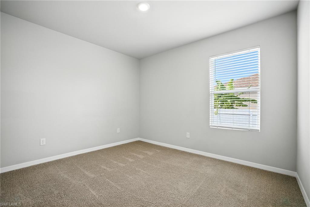Neutral-toned room featuring light gray walls and plush carpeting