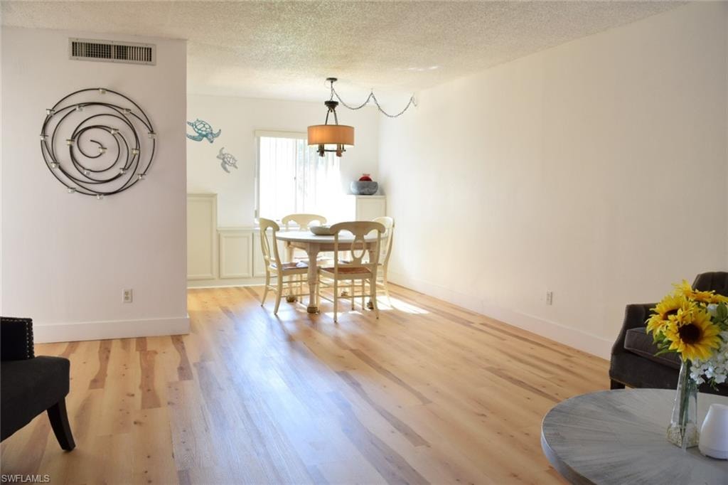Expansive living area with wood-finish flooring