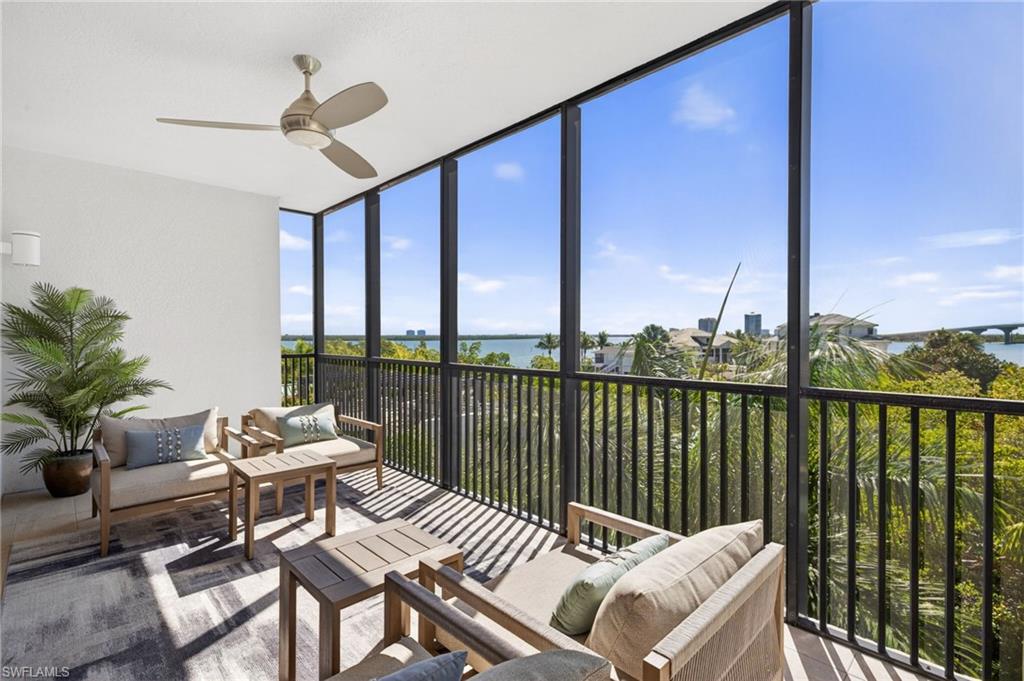 Expansive screened in terrace with wonderful bay views