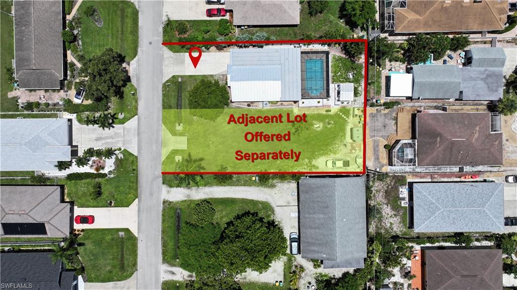 Aerial Property Image. Illustrating the property boundaries and an additional parcel offered independently