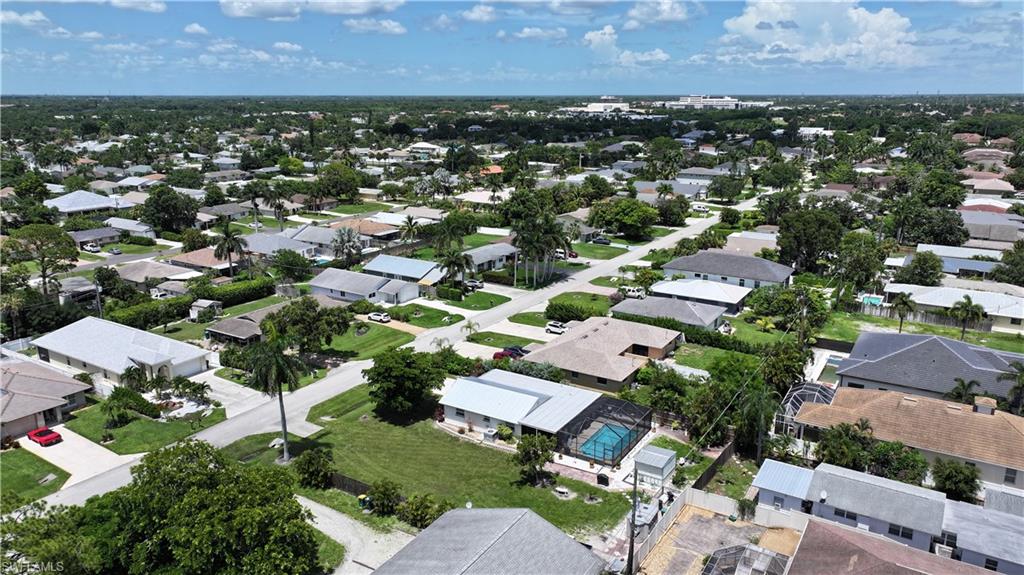 Aerial perspective of suburban area