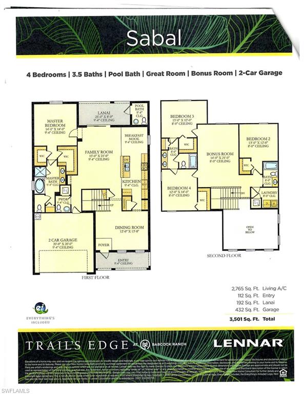 Lennar Homes Sabal Model Floor plan