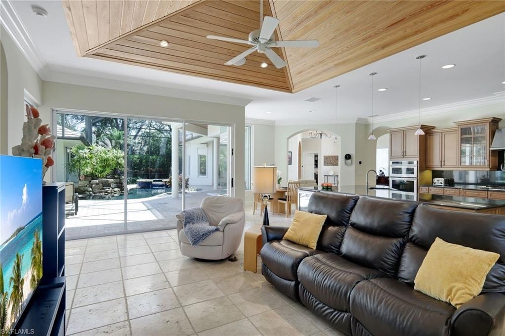 Family Room w/ 10-Ft. Sliding Glass Doors to Lanai