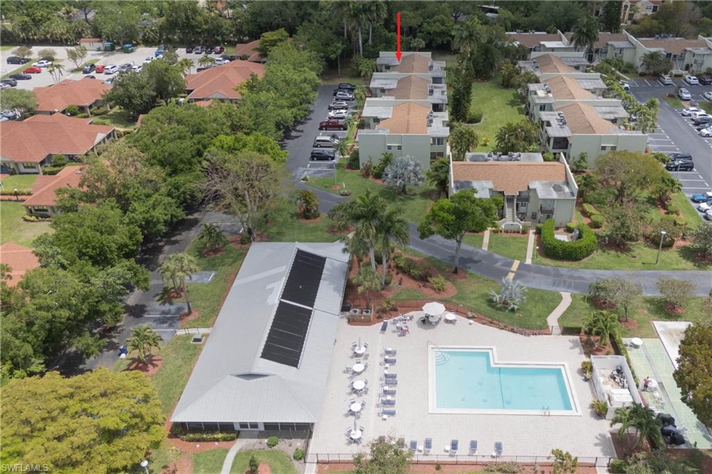 Unit 56A is pointed on the red arrow; short walking distance to community pool