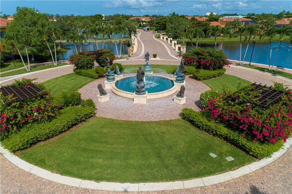 Aerial view of a large body of water and a pool