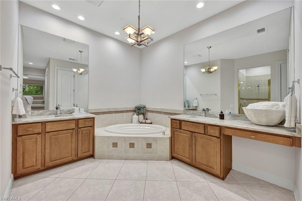 Primary Bathroom soaking tub and walk in shower