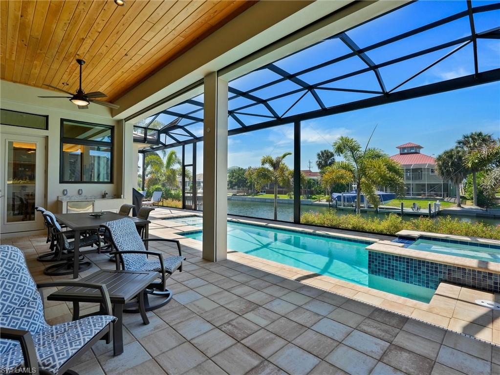 Conversation area by the pool & spa