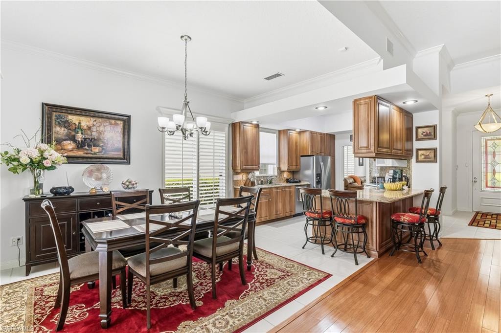 The dining room is an Open Concept