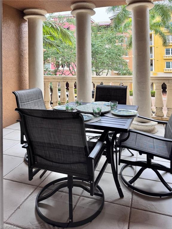 View of patio with outdoor dining space