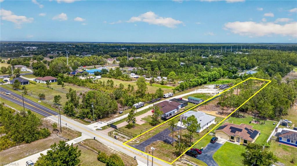 Expansive lot with mature trees, offering a significant land area for development