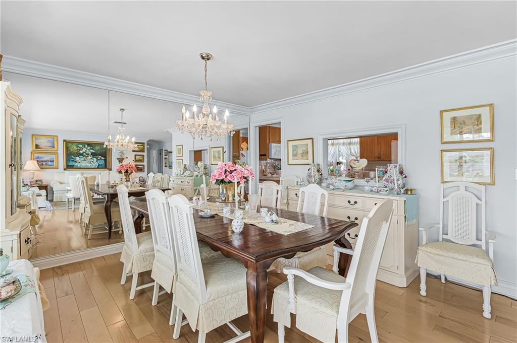 Dining area with pass thru window to kitchen