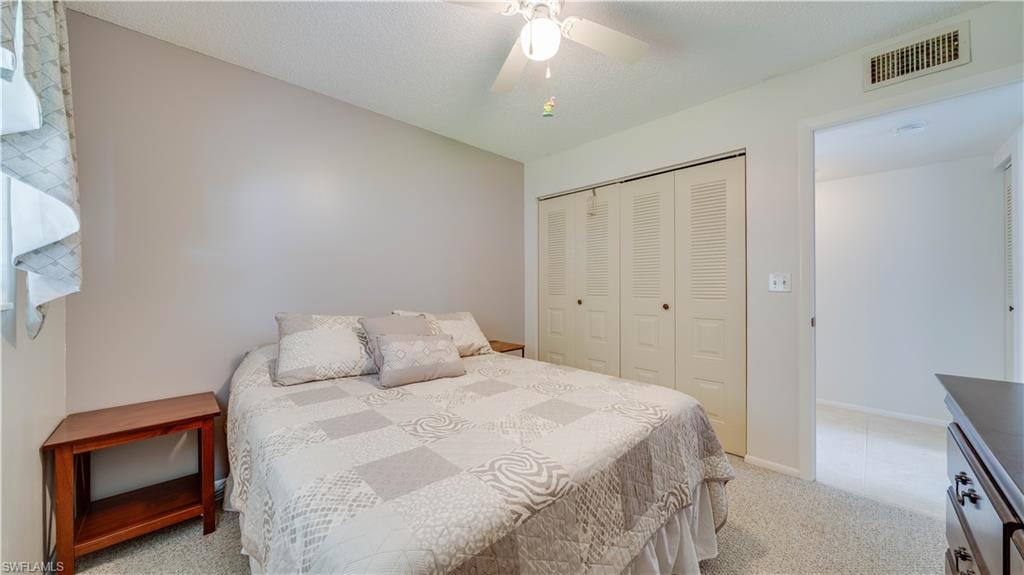 Bedroom No. 2 easily accommodates a queen size bed. The closet is the perfect size.