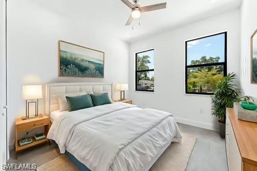 2nd Bedroom in Second Unit (Virtual Staged) featuring baseboards and ceiling fan